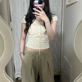 Heave String Pintuck Wide Loose Fit Daily Long Pants