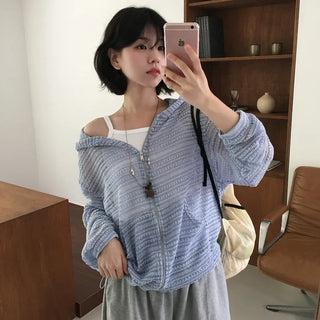(Summer) Jacquard Knit Zip-up Hoodie