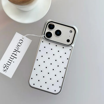 Cream Dot Non-Discoloring MagSafe Glass Shockproof Silver Bumper Case for iPhone 17 Pro Fold Flip 7 Galaxy S26