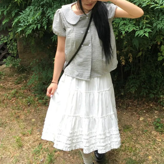 Purin Lace Frill Midi Skirt