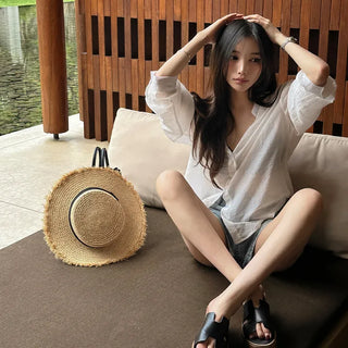 Roma See-through Stripe Oversized Shirt