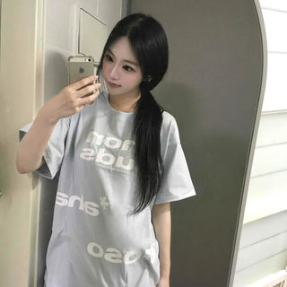 Oversized Loose Fit Lettering Daily Short Sleeve T-shirt