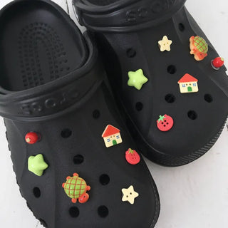 Special Feature (12 pcs) Button Melon Bread Turtle Tomato Schwytz Set Star Slipper Parts Charm Shoe Decorating Set