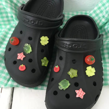 (12 pcs) Lucky Turtle Tomato Schwytz Set Star Four-Leaf Clover Button Slipper Parts Charm Shoe Decorating Set