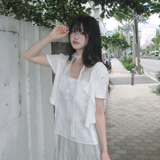 Ola Punched Short-Sleeve Cardigan