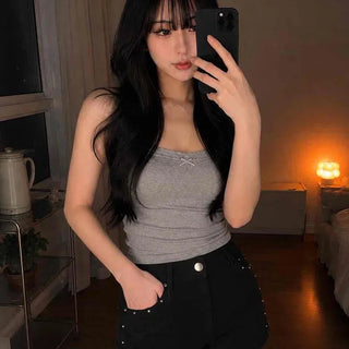 Studded Zipper Button Daily Shorts