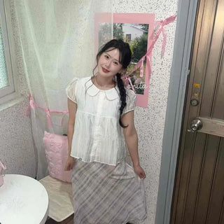 Check A-line Daily Midi Skirt