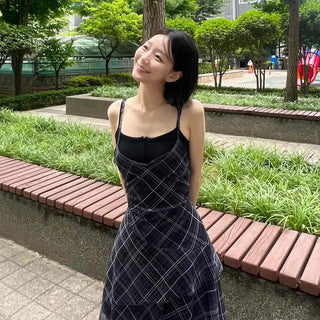 Strap Check A-Line Sleeveless Daily Long Dress