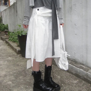 4D button flare midi skirt