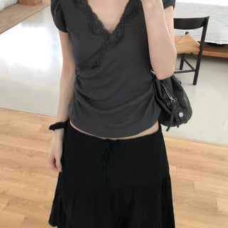 Elin Lace Puff Short Sleeve T-shirt (2 colors)