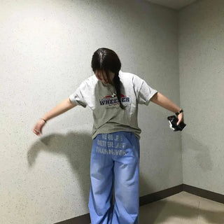 Rodin Lettering String Wide Loose Fit Daily Long Pants