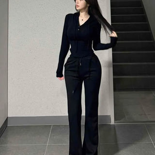 Miv String Loose Fit Wide Straight Long Pants