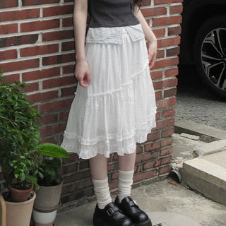 Lana Dot Frill Midi Skirt