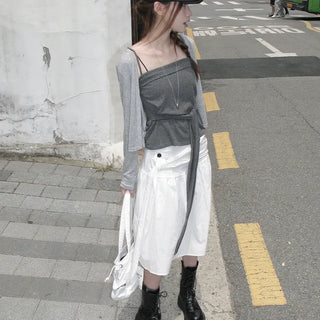 Riti Striped Sleeveless Cardigan Set