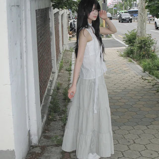 Toa Ribbon Flare Long Skirt