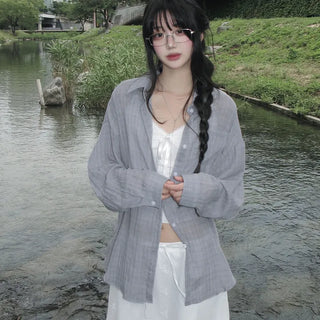 Forget-me-not Wind Check Loose Fit Shirt