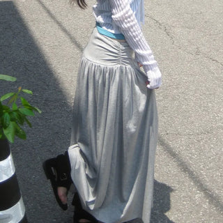 Riot Shirred Flare Long Skirt