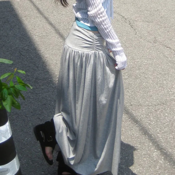 Riot Shirred Flare Long Skirt