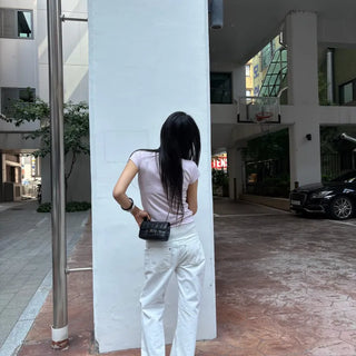LOW-RISE ELASTIC WAIST BOOTSCUT PANTS