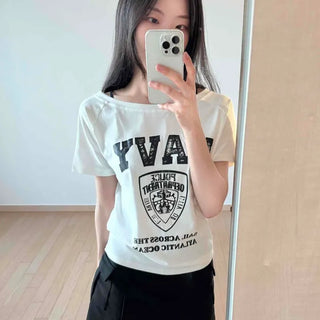Loose Fit Lettering Graphic Daily Short Sleeve T-shirt