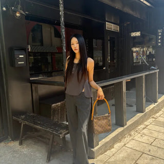 LOW-RISE STRIPED PANTS