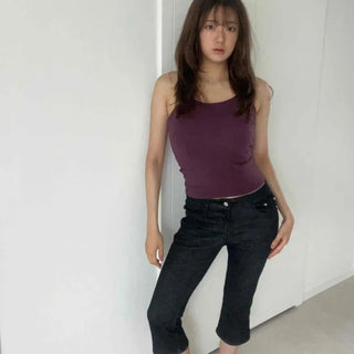 Slim Fit Plain Halter Neck Fitted Daily Sleeveless