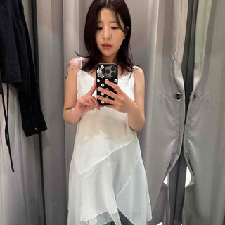 See-through Strap A-line Sleeveless Mini Dress