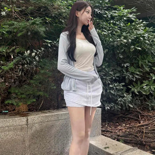 String Detail Sporty Daily Mini Skirt