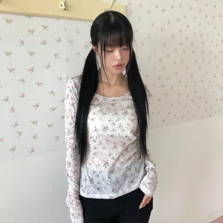 Kitten Flower Long Sleeve T-shirt
