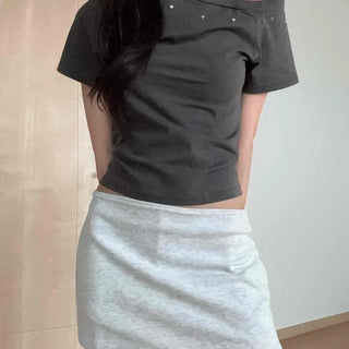 Lidam Studded Plain Regular Fit Daily Short Sleeve T-shirt