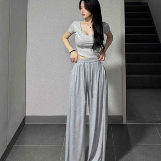 Leon String Loose Fit Wide Daily Long Pants