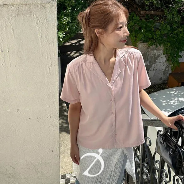 Ronica Shirred Short Sleeve Blouse