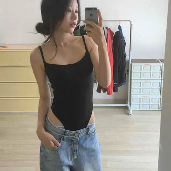 Slim Fit Plain Snap Strap Fitted Sleeveless
