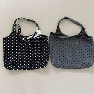 Dot Stripe Reversible Big Shoulder Bag