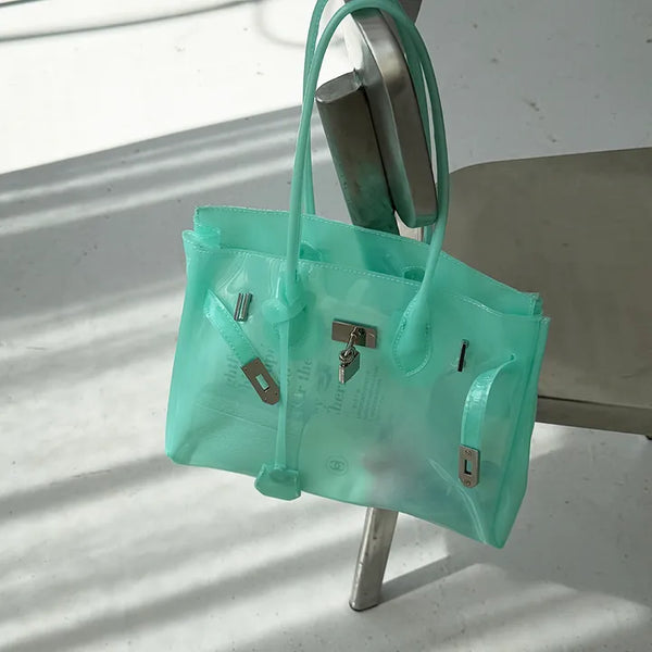 Clear Jelly Bag   Summer Bag, Summer Beach Tote Bag, Statement Bag