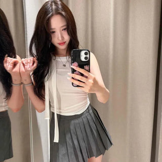 Pintuck Layered Flare Daily Mini Skirt