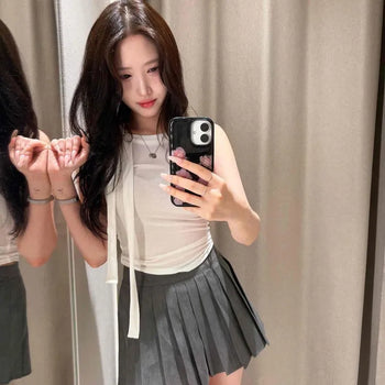 Pintuck Layered Flare Daily Mini Skirt