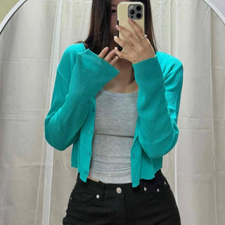 Buttoned Plain Long Sleeve Daily Casual Cardigan