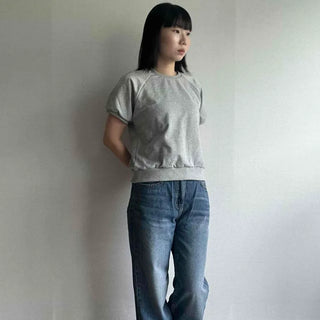 Plain Raglan Sleeve Loose Fit Short Sleeve Daily Sweatshirt