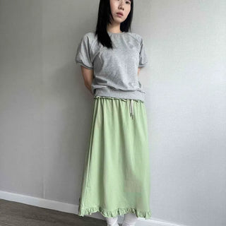 Frill String Straight A-Line Loose Fit Long Skirt
