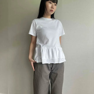 Lemon Frill Plain Loose Fit Short Sleeve Daily T-shirt