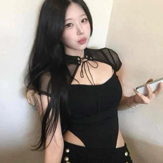 See-through Bolero Corset Layered Bodysuit