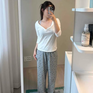 Pocket Flower Wide Loose Fit Training Bottoms