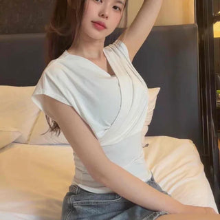 Drape Cross Wrap Plain Daily Sleeveless