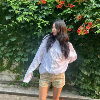 Regular Fit Check Button Straight Daily Shorts