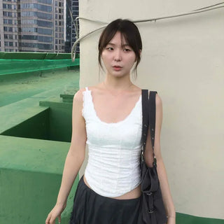 Frill Shirred Ribbon Tiered Daily Long Skirt
