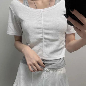 Ceci Slim Fit Plain Daily Casual Short Sleeve T-shirt