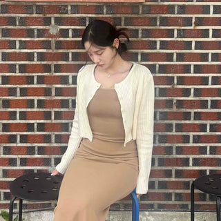 Slim Fit Button Plain Daily Long Sleeve Cardigan