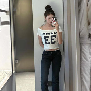Raglan Sleeve Lettering Slim Fit Short Sleeve T-shirt