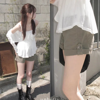Blin Roll-up Cotton Shorts